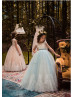 Lace Tulle Floor Length Corset Back Flower Girl Dress Little Bridal Gown